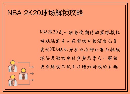 NBA 2K20球场解锁攻略