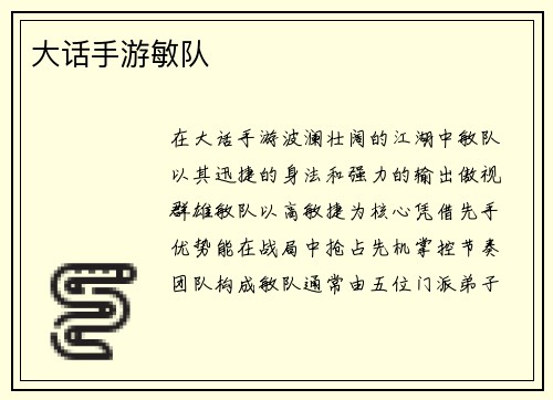 大话手游敏队